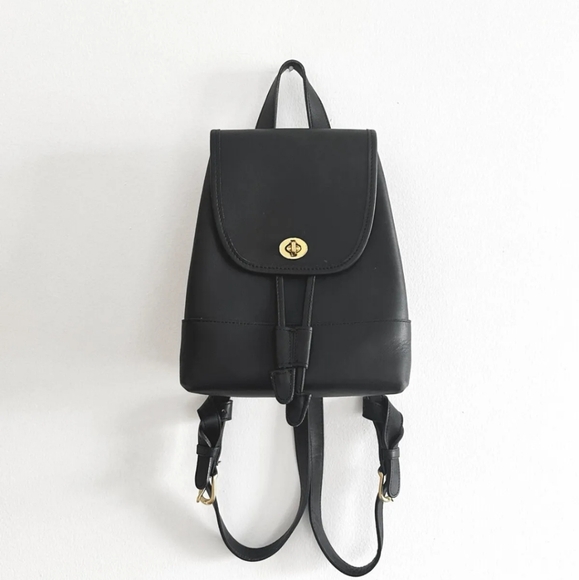 Vintage COACH Daypack Black Leather Drawstring Mini Backpack Bag 9960 US… - Picture 1 of 15